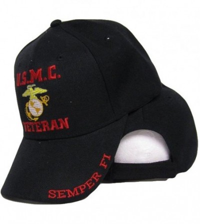 Baseball Caps U.S.M.C. Veteran Semper Fi USMC EGA Marines Black Baseball Ball Cap Hat W2-02-D - C3186DTTZ5C