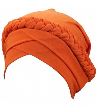 Skullies & Beanies Women's Twisted Braid Silky Turban Hats Cancer Chemo Skull Beanies Headwear Head Wrap Hair Loss Cover - Or...