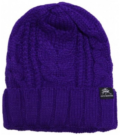 Skullies & Beanies Solid Knit Beanie Hat - Purple - C411OVEYAIP