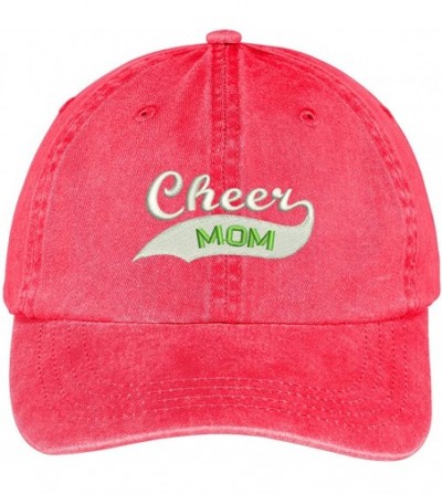 Baseball Caps Cheer Mom Embroidered Soft Crown 100% Brushed Cotton Cap - Red - C317YTHKLLX