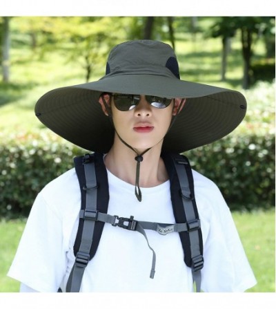Sun Hats Men Fishing Hiking Hat- Unisex Lawn Gardening Wide Brim Bucket Hats- Cowboy Sun Protection Cap Foldable UPF 50+ - C8...