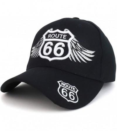 Baseball Caps Route 66 Angel Wings Embroidered Structured Baseball Cap - Black - C718OR2H6LK