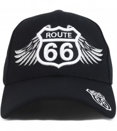 Baseball Caps Route 66 Angel Wings Embroidered Structured Baseball Cap - Black - C718OR2H6LK