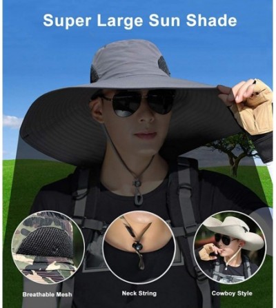 Sun Hats Men Fishing Hiking Hat- Unisex Lawn Gardening Wide Brim Bucket Hats- Cowboy Sun Protection Cap Foldable UPF 50+ - C8...