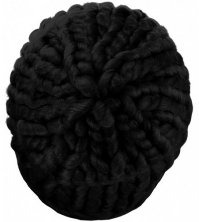 Skullies & Beanies Solid Color Handmade Big Chunky Loop Helsinski Hat Beanie - Black - CT127WC8L1F