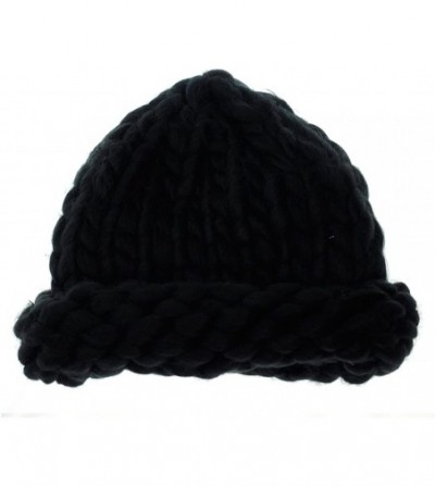 Skullies & Beanies Solid Color Handmade Big Chunky Loop Helsinski Hat Beanie - Black - CT127WC8L1F