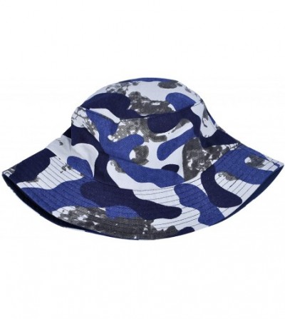 Bucket Hats Women Fashion Cotton Packable Travel Bucket Hat Sun Hat Fishmen Cap - Camo Blue - CH199DAMY0Q
