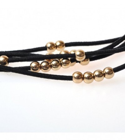 Headbands 2 in 1 Headwrap Necklace Black Elastic Cords With Brass Like Beads NIP - CQ11DP0O3EX