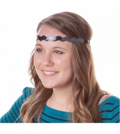 Headbands Adjustable NO SLIP Smooth Glitter Hairband Headbands for Women & Girls Multi Packs - Wave Black & Gold 2pk - CH11N1...