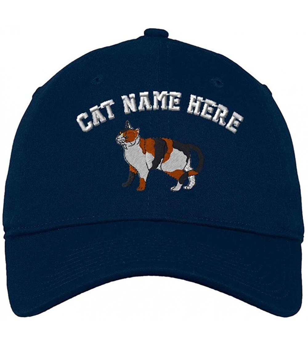 Baseball Caps Custom Low Profile Soft Hat Calico Cat A Embroidery Cat Name Cotton Dad Hat - Navy - CU18ONO7KWN