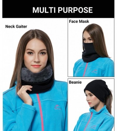 Balaclavas 2 Pack or 1 Pack- Winter Double Layer Fleece Neck Gaiter Neck Warmer Scarf Face Mask Beanie Hat - CE18KEAT85K
