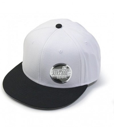 Baseball Caps Premium Plain Cotton Twill Adjustable Flat Bill Snapback Hats Baseball Caps - Black/White - C812BIX4KCN