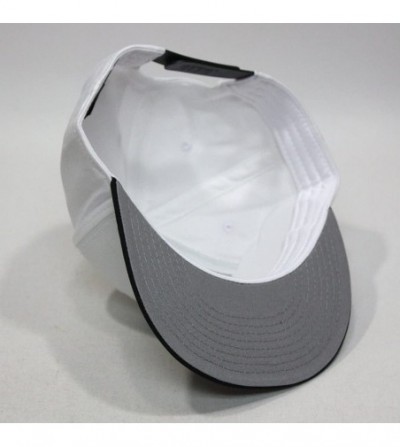 Baseball Caps Premium Plain Cotton Twill Adjustable Flat Bill Snapback Hats Baseball Caps - Black/White - C812BIX4KCN