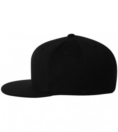 Baseball Caps Flexfit Premium 210 Fitted Flat Brim Baseball Hat - Black - CI113GJLONV