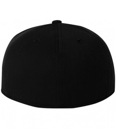 Baseball Caps Flexfit Premium 210 Fitted Flat Brim Baseball Hat - Black - CI113GJLONV