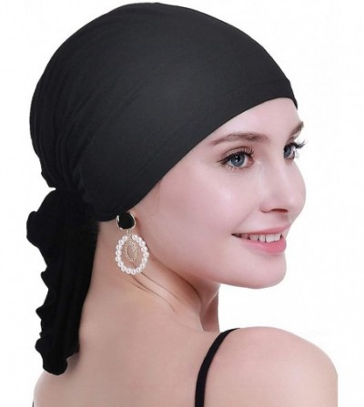 Headbands Bamboo Chemo Headscarf for Women Hair Loss - Cancer Slip On Headwear Turbans Sealed Packaging - Bamboo Black - C718...
