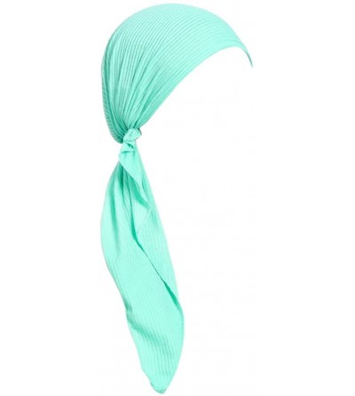 Skullies & Beanies Womens Turban Chemo Hat Head Scarves Slip-On Pre-Tied Headwear Bandana Sleep Hair Cover - Green - CN196DK965C