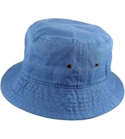 Bucket Hats 100% Cotton Packable Fishing Hunting Summer Travel Bucket Cap Hat - Sky Blue - C718DO0EAHS