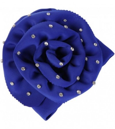 Skullies & Beanies Fashion Women Floral Rhinestone Keep Warm Solid Hat Beanie Turban Head Wrap Cap (Blue) - Blue - CR18NEHMCGO