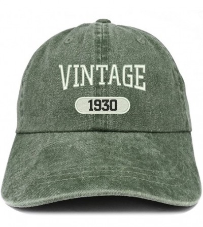 Baseball Caps Vintage 1930 Embroidered 90th Birthday Soft Crown Washed Cotton Cap - Dark Green - C2180WUTTWH