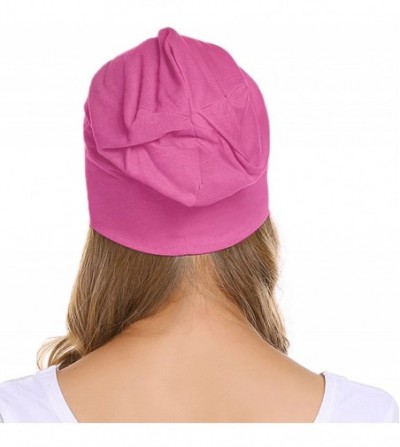 Skullies & Beanies Unisex Cotton Beanies Soft Sleep Cap for Hairloss Cancer Chemo 2 - Pack - Black+rosy - CX1850I8EXA