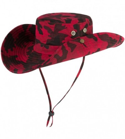 Sun Hats Unisex Wide Brim Camouflage Boonie Hats Military - Red_camo - C418NODAMMA