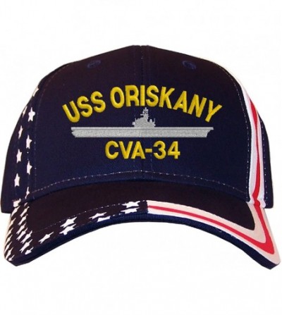 Baseball Caps USS Oriskany CVA-34 Embroidered Stars & Stripes Baseball Cap Navy - CD12LC85Y4R
