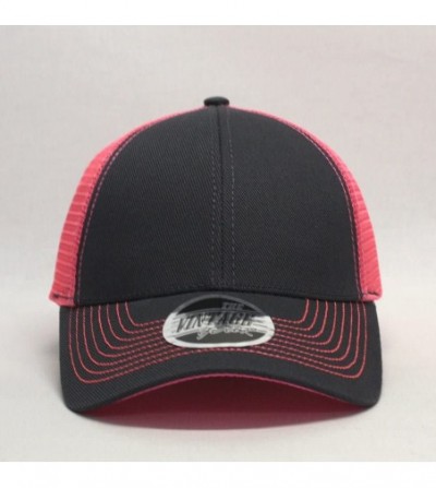 Baseball Caps Plain Two Tone Cotton Twill Mesh Adjustable Trucker Baseball Cap - Charcoal Gray/Neon Pink - CV180E4WSZX