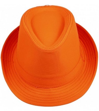 Fedoras Men's Messer 20's Neon Cotton Bootlegger Gangster Fedora Hat - Orange - CU11WVAY347