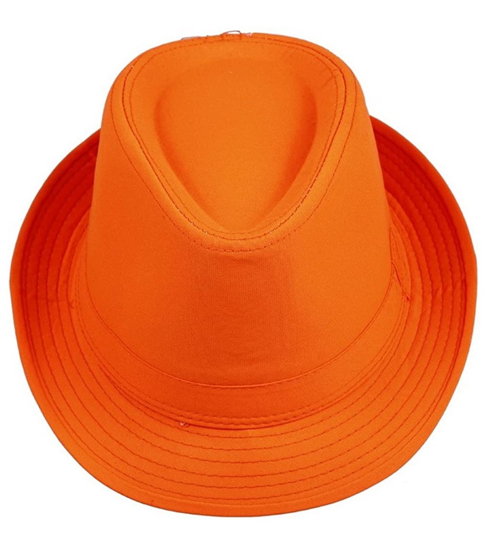 Fedoras Men's Messer 20's Neon Cotton Bootlegger Gangster Fedora Hat - Orange - CU11WVAY347