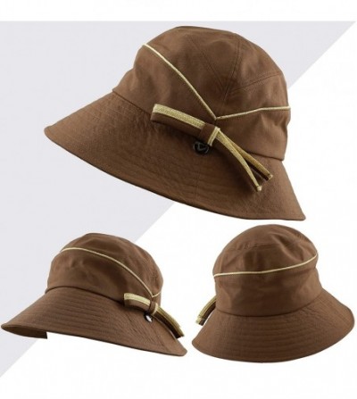 Sun Hats Light Weight Packable Women's Wide Brim Sun Bucket Hat - Perrine-brown - CC18GQMXXQD