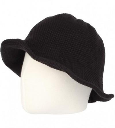 Bucket Hats Wool Winter Floppy Short Brim Womens Bowler Fodora Hat DWB1105 - Black - CL18KGX6T0A