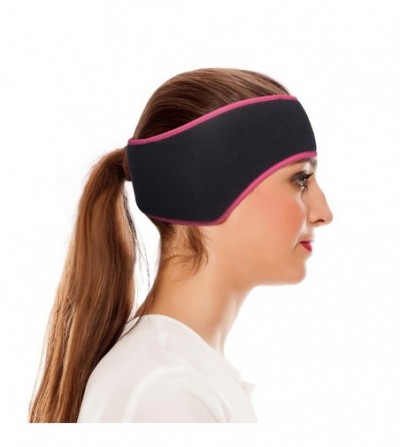 Cold Weather Headbands Headband Double Layer Thicker Ponytail - Black-Red - CX18WM2Y7DU