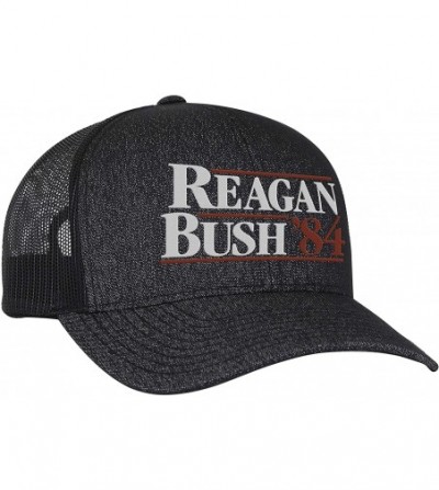 Baseball Caps Reagan Bush 84 Campaign Adult Trucker Hat - Black Heather/Black - CZ199IG9DOU