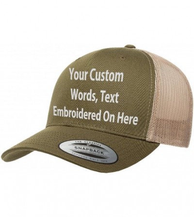 Baseball Caps Custom Trucker Hat Yupoong 6606 Embroidered Your Own Text Curved Bill Snapback - Moss/Khaki - C61875NYG6S
