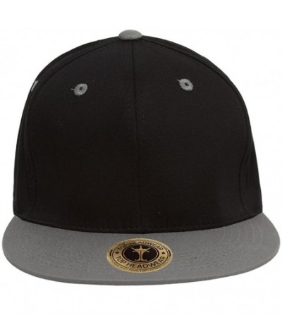 Baseball Caps Cotton Two-Tone Flat Bill Snapback - Black/Gray - CE11MQPYV3V