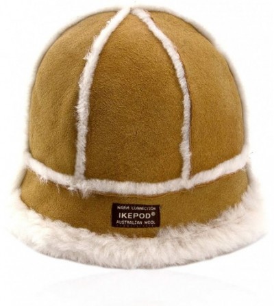 Bucket Hats Australia Shearing Sheepskin Lined Suede Bucket Hat Winter - 3 Color - Nut - C918KKAZ8ZR