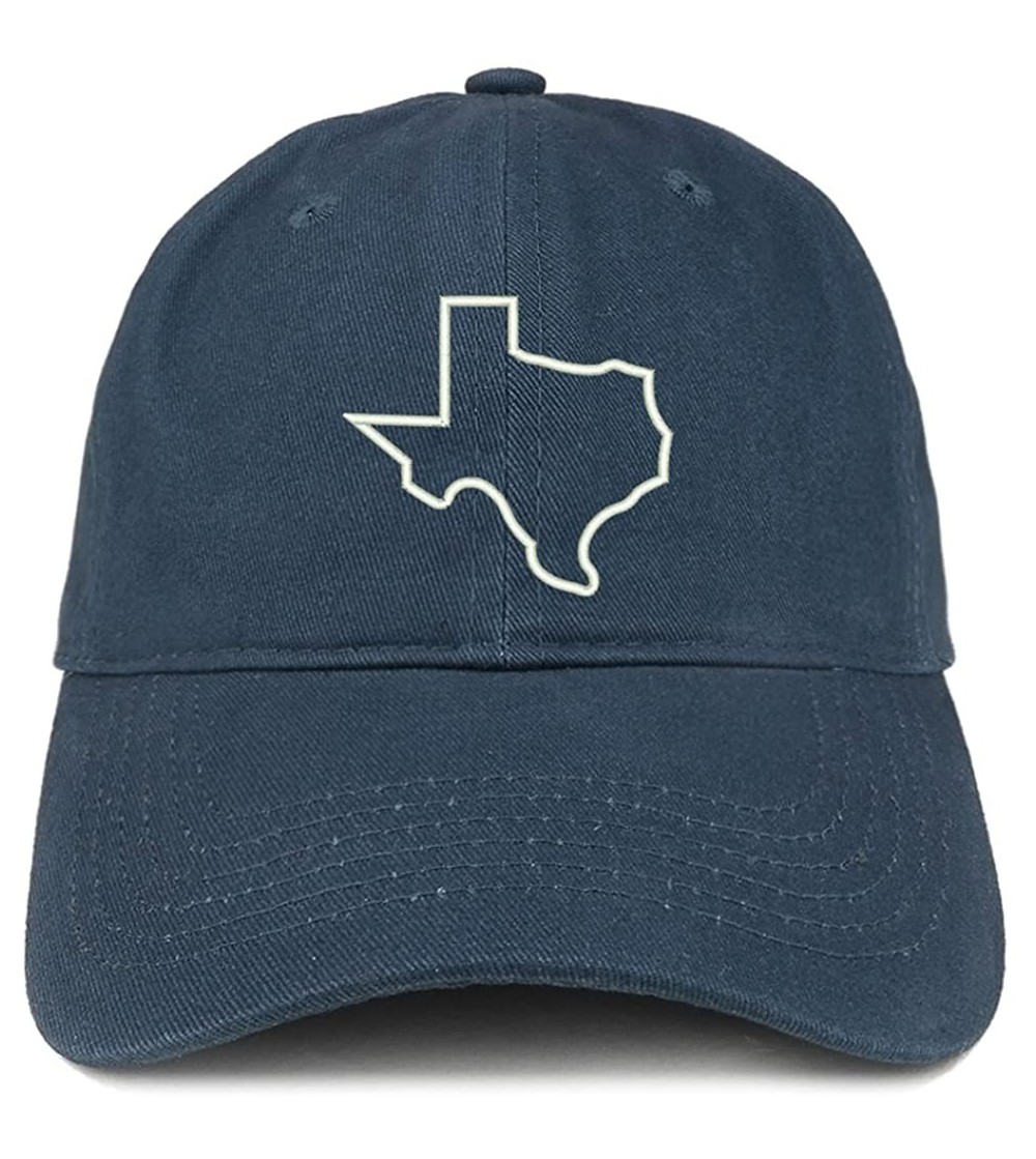 Baseball Caps Texas State Outline Embroidered Brushed Cotton Dad Hat Cap - Navy - C4185HROY7I