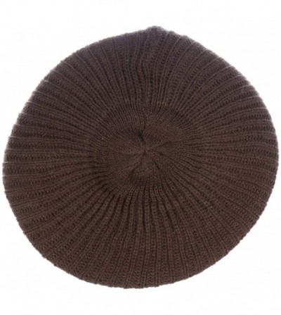Berets Fall Winter Knit Beanie Beret Hat for Women Soft Knit Lining Many Styles - Brown - C6126OILKJN