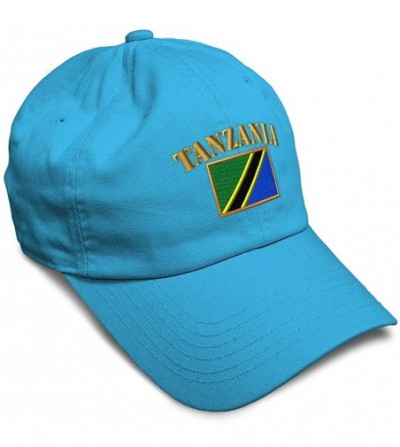 Baseball Caps Soft Baseball Cap Tanzania Flag Embroidery Twill Cotton Dad Hats for Men & Women - Aqua - CF18YSX8QS6