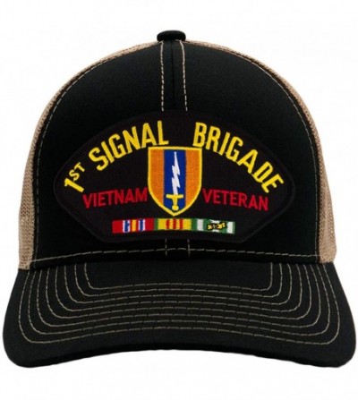 Baseball Caps 1st Signal Brigade - Vietnam War Veteran Hat/Ballcap Adjustable One Size Fits Most - Mesh-back Black & Tan - C5...