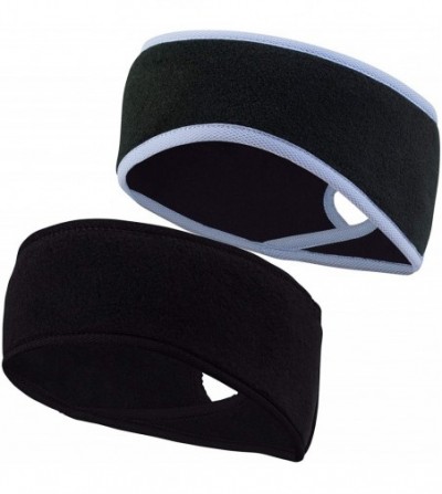 Balaclavas Women's Ponytail Headband - Fleece Earband - Winter Running Headband - Black - Black/True Blue - CQ194W6GKH7