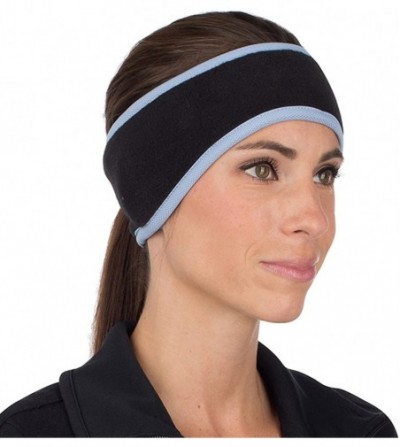 Balaclavas Women's Ponytail Headband - Fleece Earband - Winter Running Headband - Black - Black/True Blue - CQ194W6GKH7