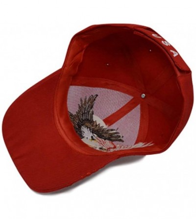 Baseball Caps America Flag Eagle Baseball Cap Hat Embroidery - Red - C718XHOK64W