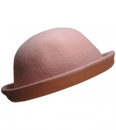 Fedoras Women's Bowler Hat in Black- Pink- or Purple - Pink - C61183QX71T