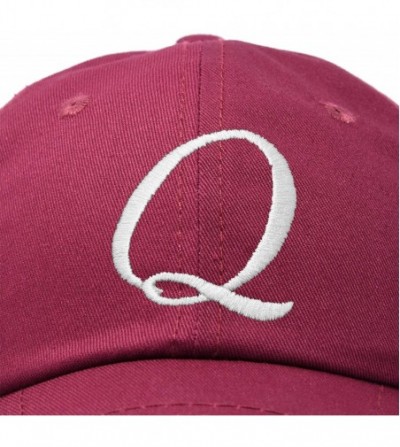Baseball Caps Initial Hat Letter Q Womens Baseball Cap Monogram Cursive Embroider - Maroon - CM18TAIAKST