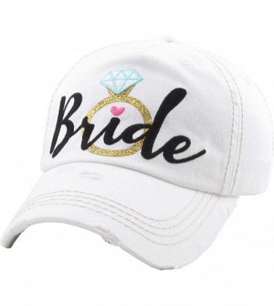 Baseball Caps Womens Bride Tribe Baseball Cap I Do Bachelorette Wedding Party Hat - Bride W/ Ring - White & Black - CI18RZ2I086