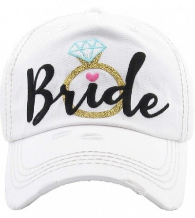 Baseball Caps Womens Bride Tribe Baseball Cap I Do Bachelorette Wedding Party Hat - Bride W/ Ring - White & Black - CI18RZ2I086