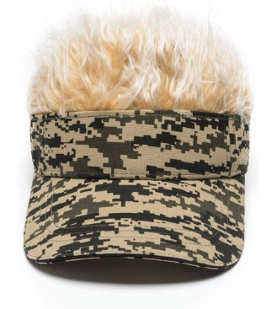 Visors Flair Hair Visor Sun Cap Wig Peaked Adjustable Baseball Hat with Spiked Hairs - Grey Caflg - CN193UXROGI