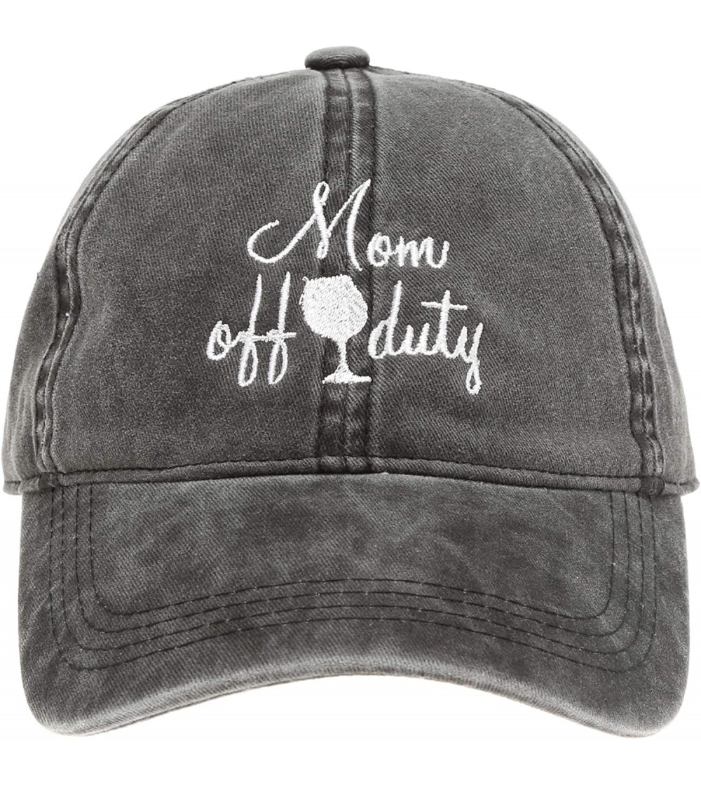 Baseball Caps Baseball Dad Hat Vintage Washed Cotton Low Profile Embroidered Adjustable Baseball Caps - Mom Off Duty - Black ...